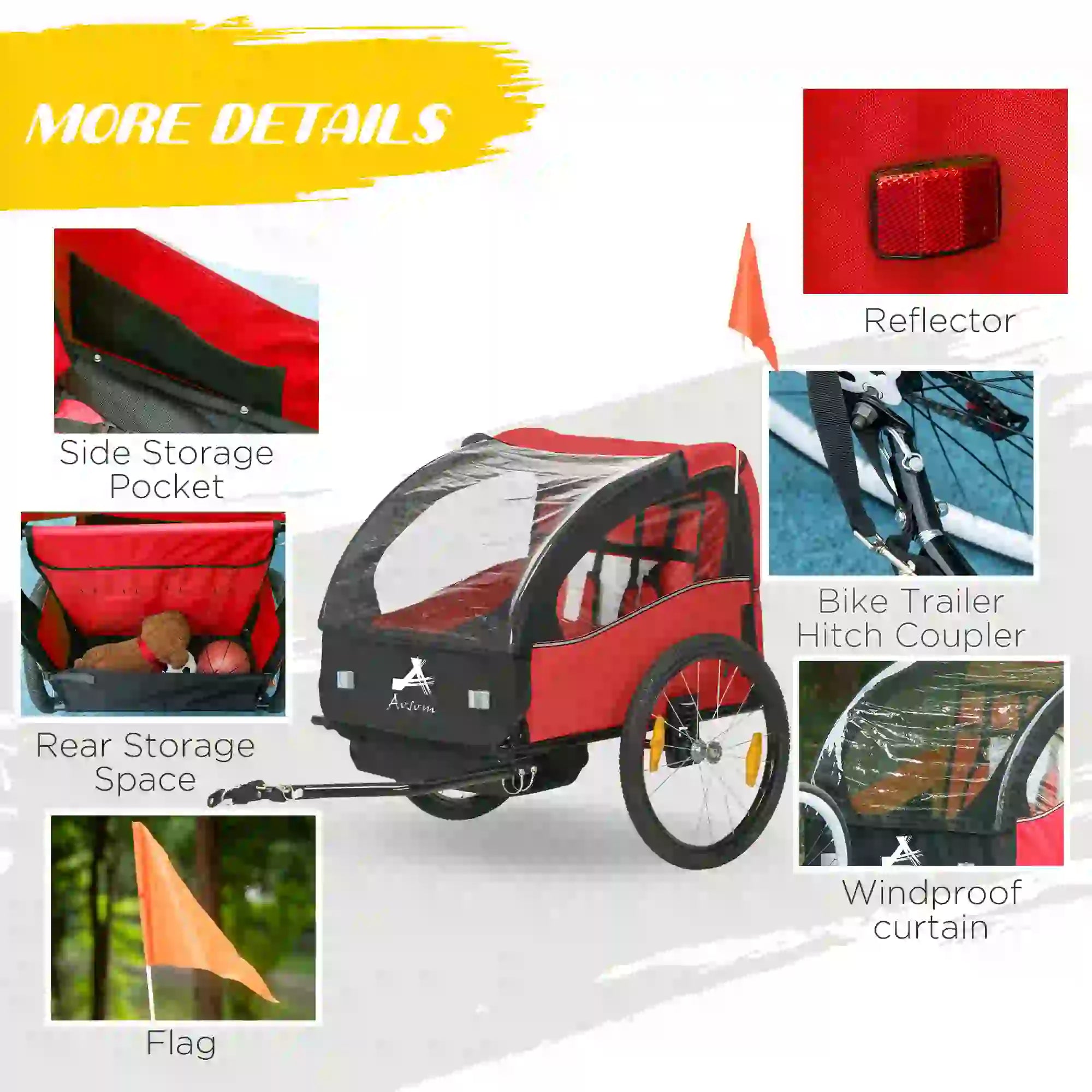 2 Seat Bike Trailer For Kids, Baby Stroller, 20