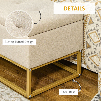 Linen Storage Ottoman Bench With Flip Top, Beige Storage Ottomans & Benches at Gallery Canada