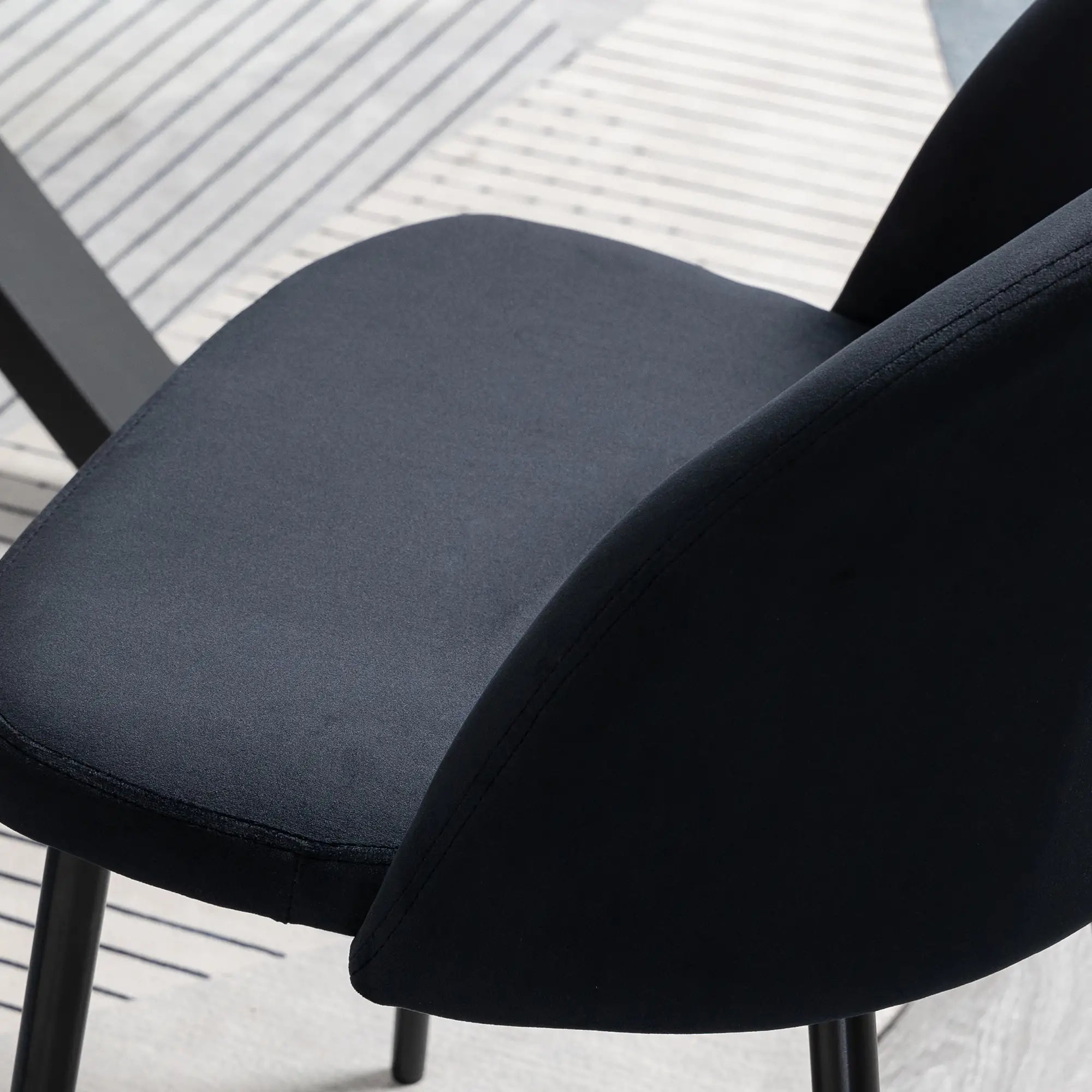 Set of 2 Mid-Back Dining Chairs, Velvet Upholstery, Black Bar Stools at Gallery Canada
