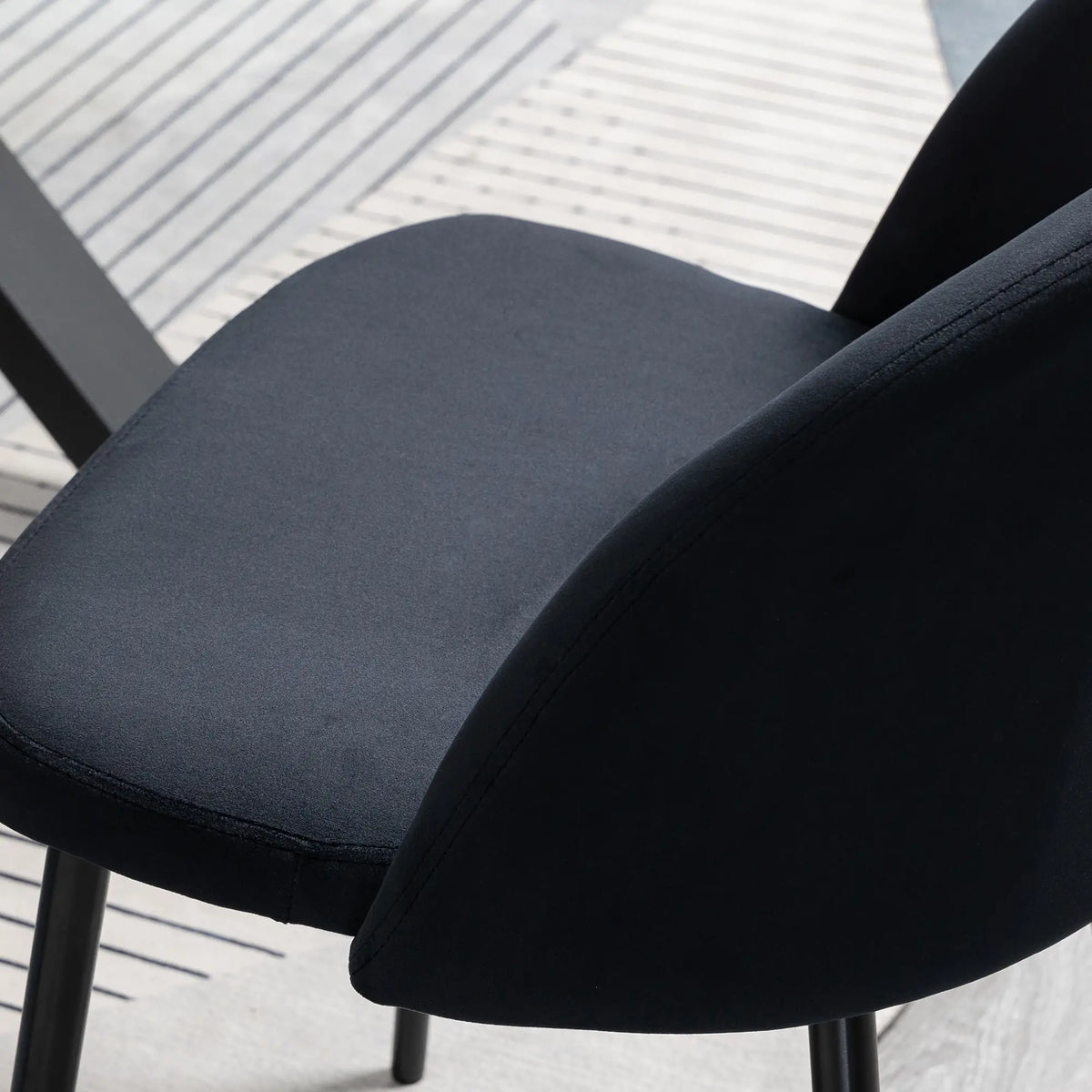 Set of 2 Mid-Back Dining Chairs, Velvet Upholstery, Black Bar Stools at Gallery Canada