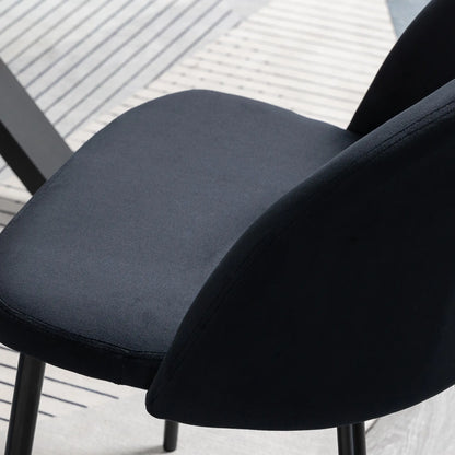 Set of 2 Mid-Back Dining Chairs, Velvet Upholstery, Black Bar Stools at Gallery Canada