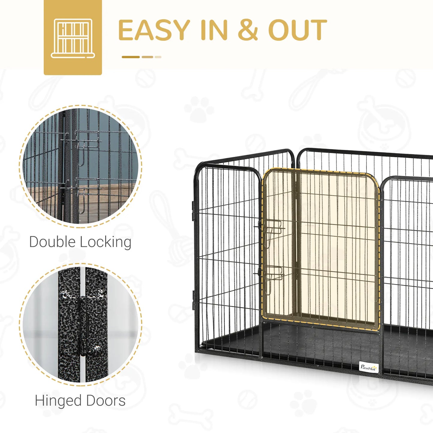 4 Panel Dog Playpen, 28" H Portable Pet Fence With Door, Tray, Grey Dog Cages & Crates at Gallery Canada