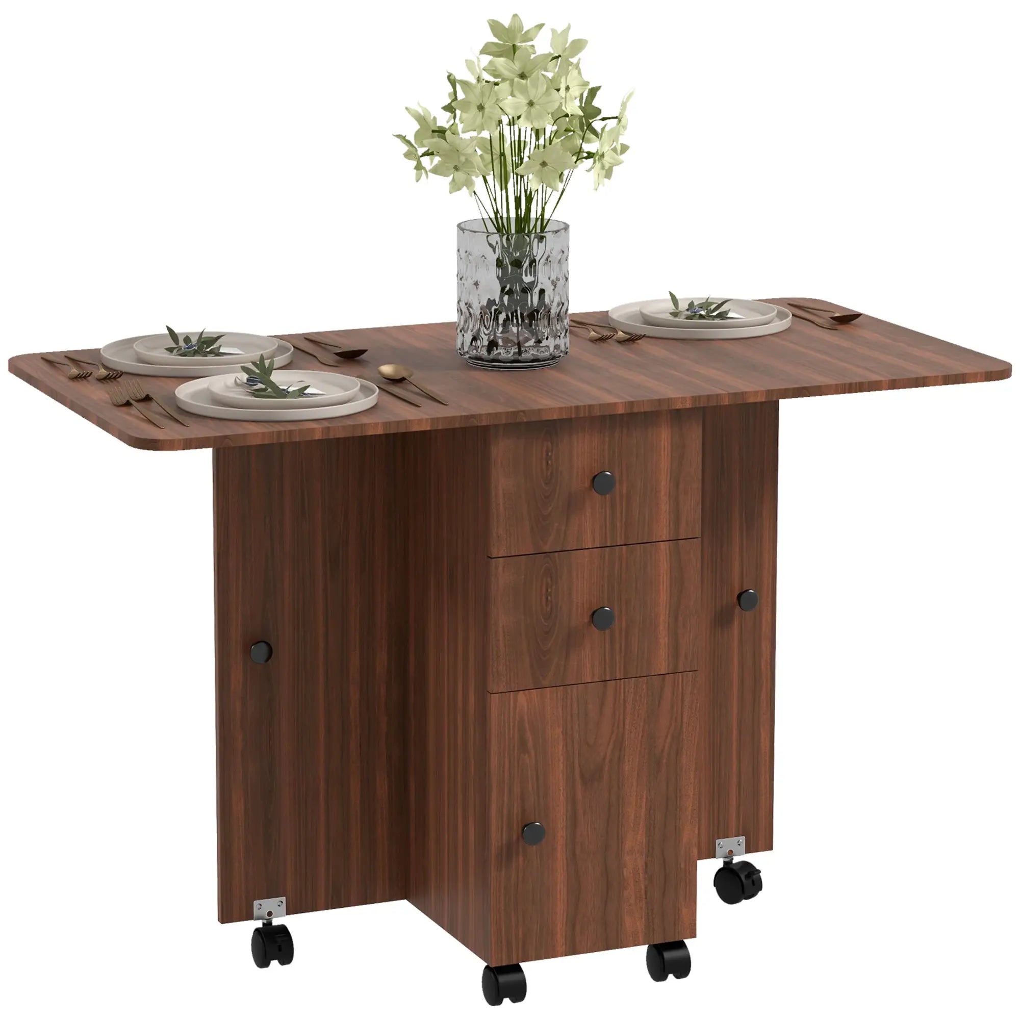 Drop Leaf Dining Table, Mobile Folding Table With Drawers, Brown Bar Tables & Dining Tables at Gallery Canada