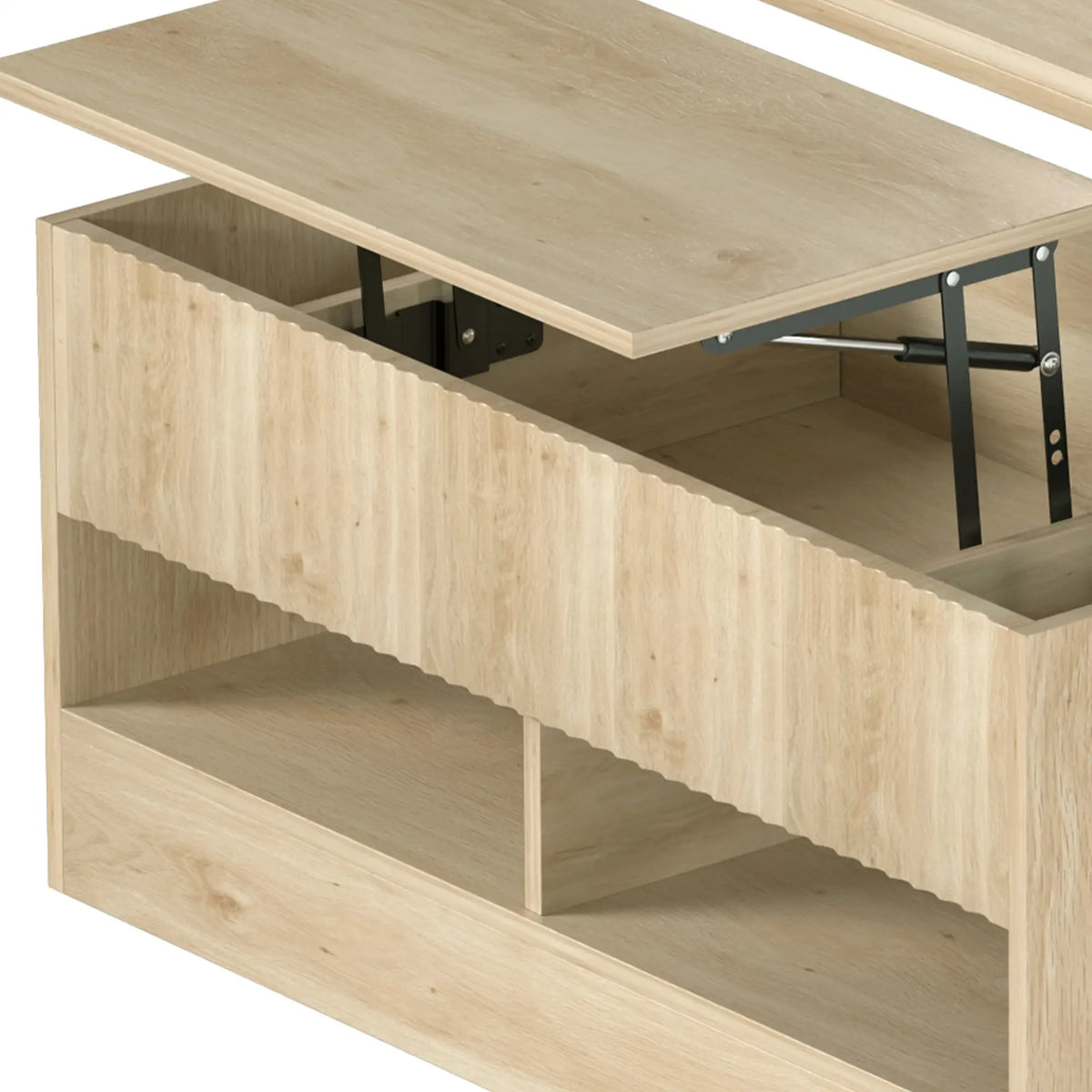 Lift Top Coffee Table, Dual-Zone Expandable, Oak Coffee Tables at Gallery Canada