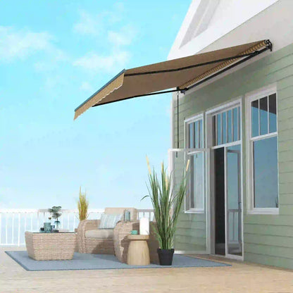 13x10 Ft Retractable Awning, UV Resistant Sunshade, Amber/Dark Grey, Amber/Dark Grey Window Awnings at Gallery Canada
