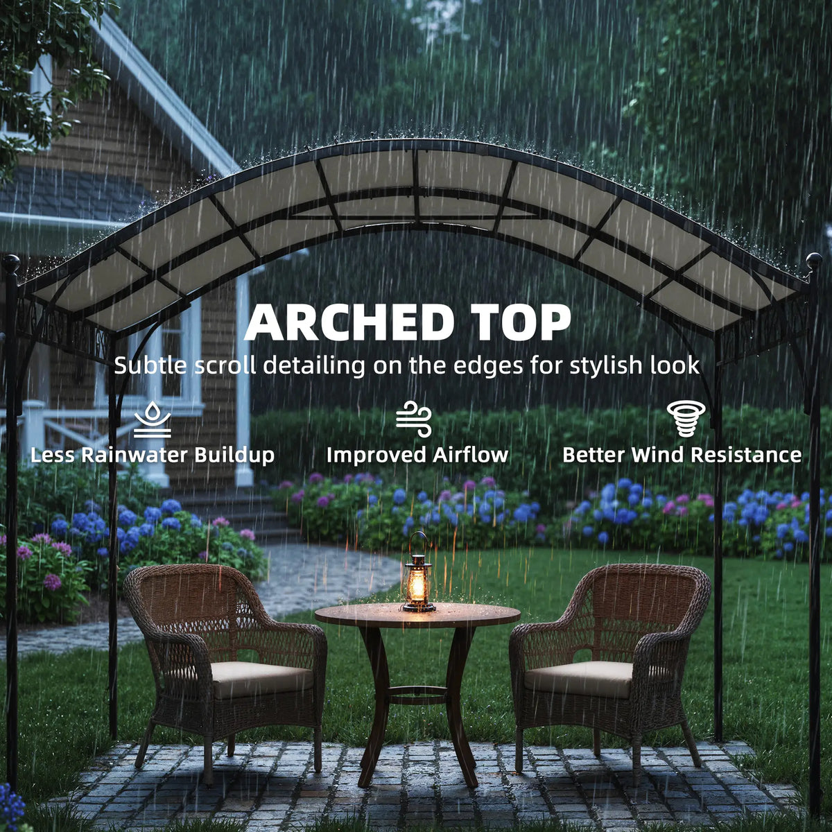 10' x 10' Outdoor Pergola, Galvanized Steel Frame, UV30+ Canopy, Cream White Pergolas at Gallery Canada