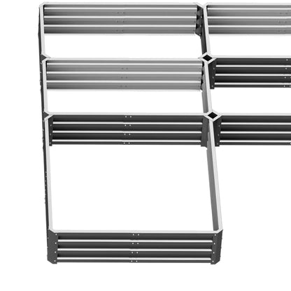 Steel Raised Garden Bed, Set of 5 Large Planters, 8x8x1ft, Grey Galvanized Planter Boxes at Gallery Canada
