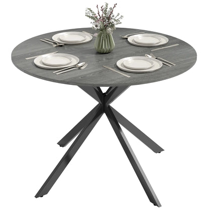 40" Round Kitchen Table For 4, Industrial Dining Table, Distressed, Grey