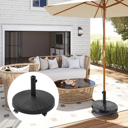 20.5" Round Resin Patio Umbrella Base, Outdoor Offset Stand, Black Umbrella Bases at Gallery Canada