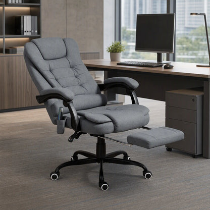 7-Point Vibrating Massage Chair, Reclining Office Chair with Footrest, Grey Massage Chairs at Gallery Canada