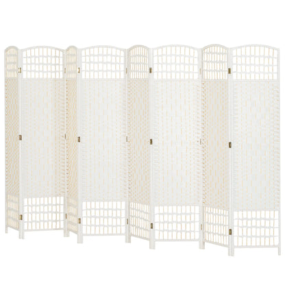 8 Panel Folding Room Divider, Portable Privacy Screen, White Room Dividers White at Gallery Canada