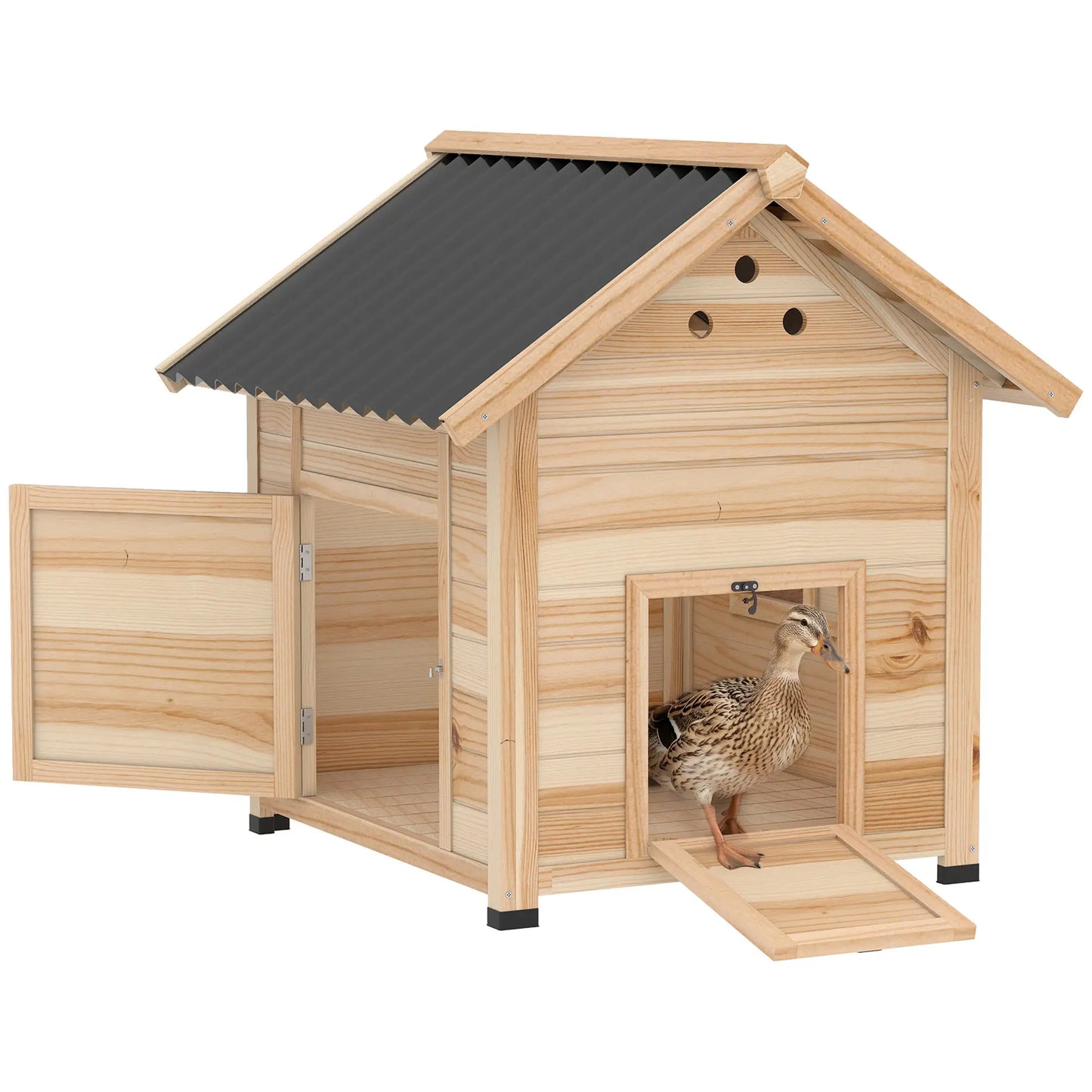 Wooden Duck Coop With Openable Roof, Double Doors, Natural Wood Chicken Coops at Gallery Canada
