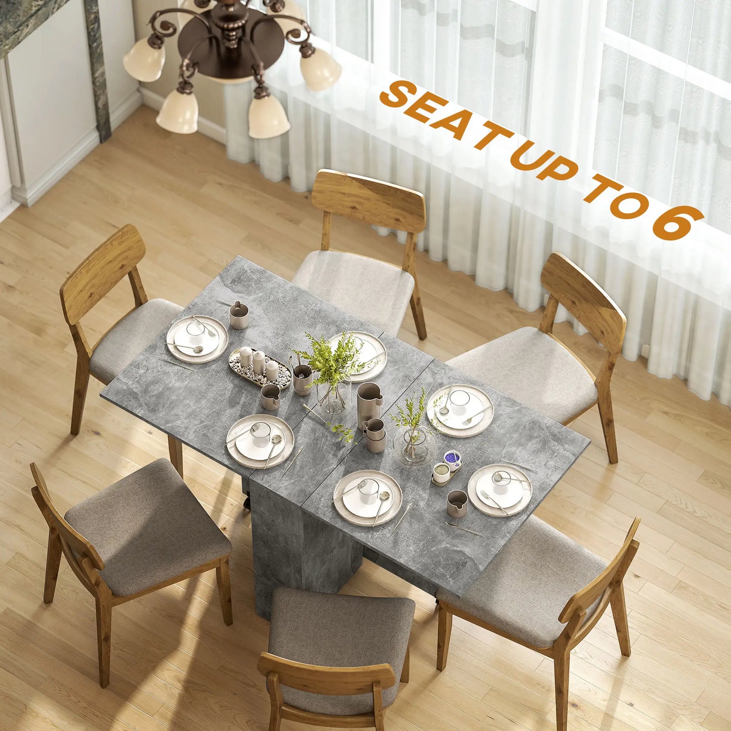 Extendable Dining Table, Collapsible w/ 2-Tier Shelves, Rolling Casters, Grey Bar Tables & Dining Tables at Gallery Canada