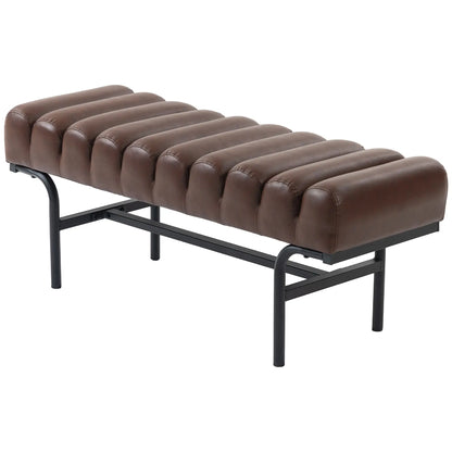 PU Leather Bed Bench, Cylindrical Seat, Metal Legs, Brown Storage Ottomans & Benches Brown at Gallery Canada