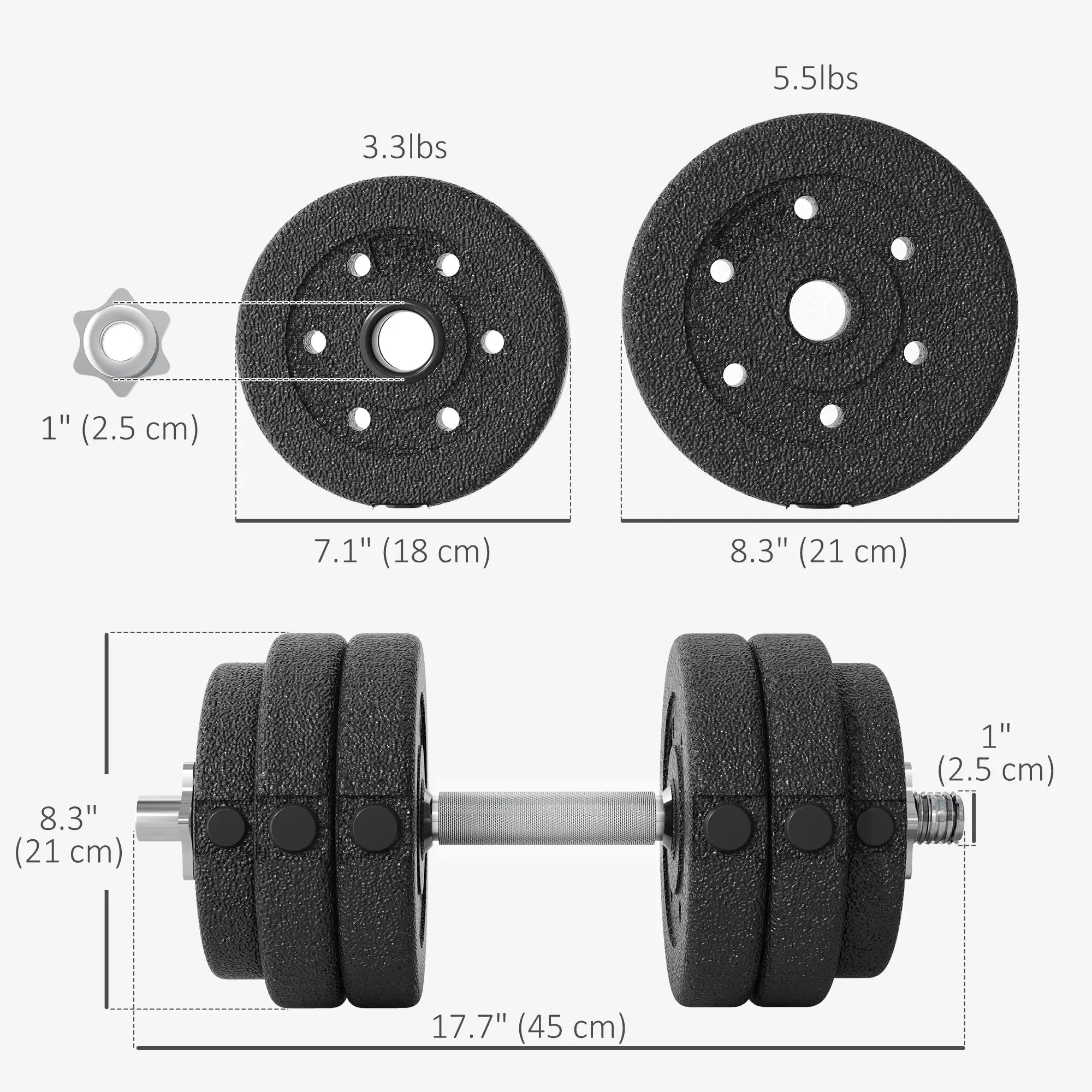 Adjustable Dumbbells Set, 66 lbs, for Home Gym Fitness, Black Dumbbells & Barbells at Gallery Canada