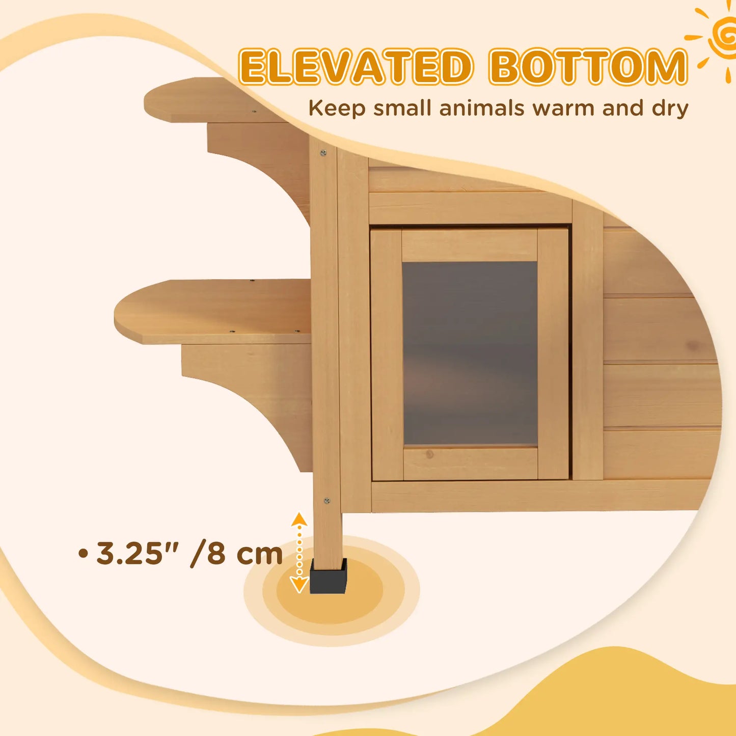 2-Storey Outdoor Cat House, Wooden Catio, Openable Roof, Yellow Cat Houses at Gallery Canada