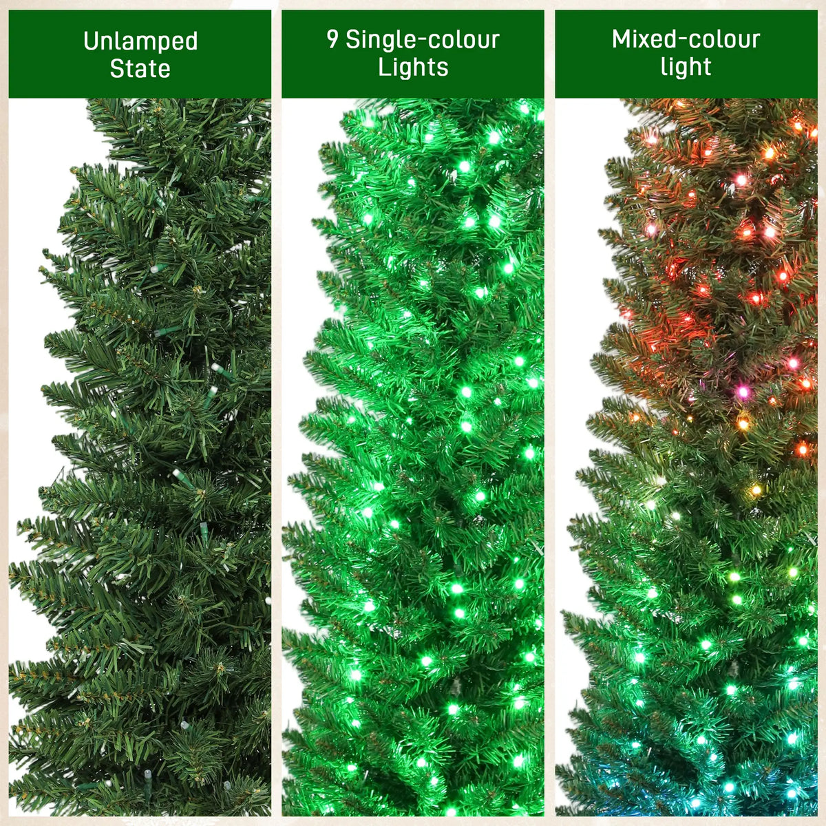 7.5ft Christmas Tree, Colorful DIY LEDs, Hinged Pencil, Remote, Timer, Green Pencil Christmas Trees at Gallery Canada