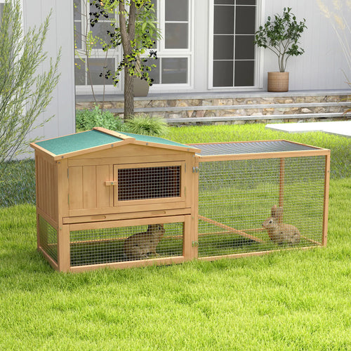 Wooden Rabbit Hutch, Bunny House Chicken Coop with Run