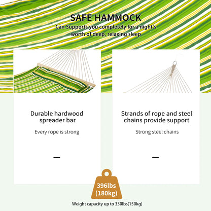 Patio Hammock With Pillow, Striped Camping Lounger, Green Camping Hammocks at Gallery Canada