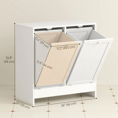 Tilt-Out Laundry Cabinet, 2 Compartment Hamper, White Bathroom Cabinets at Gallery Canada