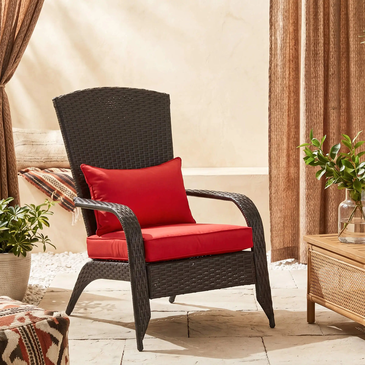 Patio Wicker Adirondack Chair With Cushions, Red Patio Chairs at Gallery Canada