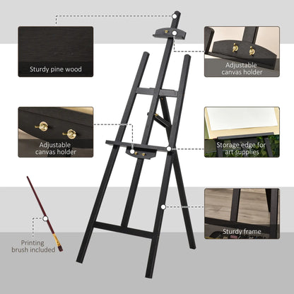 55" Pine Wood Painting Easel Stand, Adjustable Folding Art Easel, Black Dress Form & Mannequins at Gallery Canada