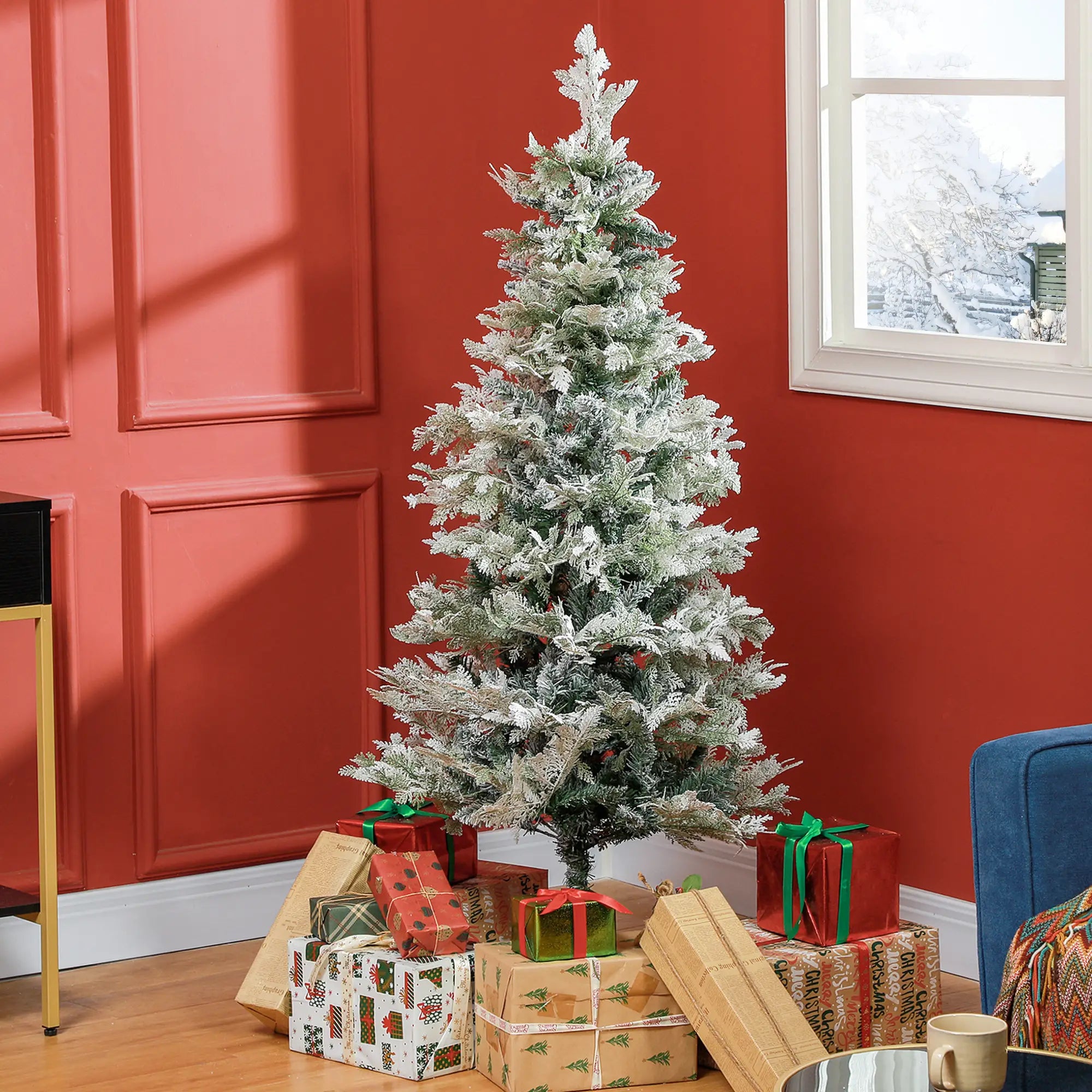 5 Feet Pencil Artificial Christmas Tree, 517 Cypress Branches, Auto Open, Green Pencil Christmas Trees at Gallery Canada
