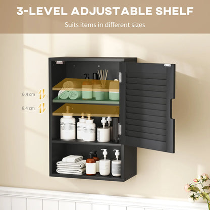 Wall Mounted Bathroom Cabinet, Adjustable Shelves, 40 x 20 x 60 cm, Black Wall Mounted Cabinets at Gallery Canada