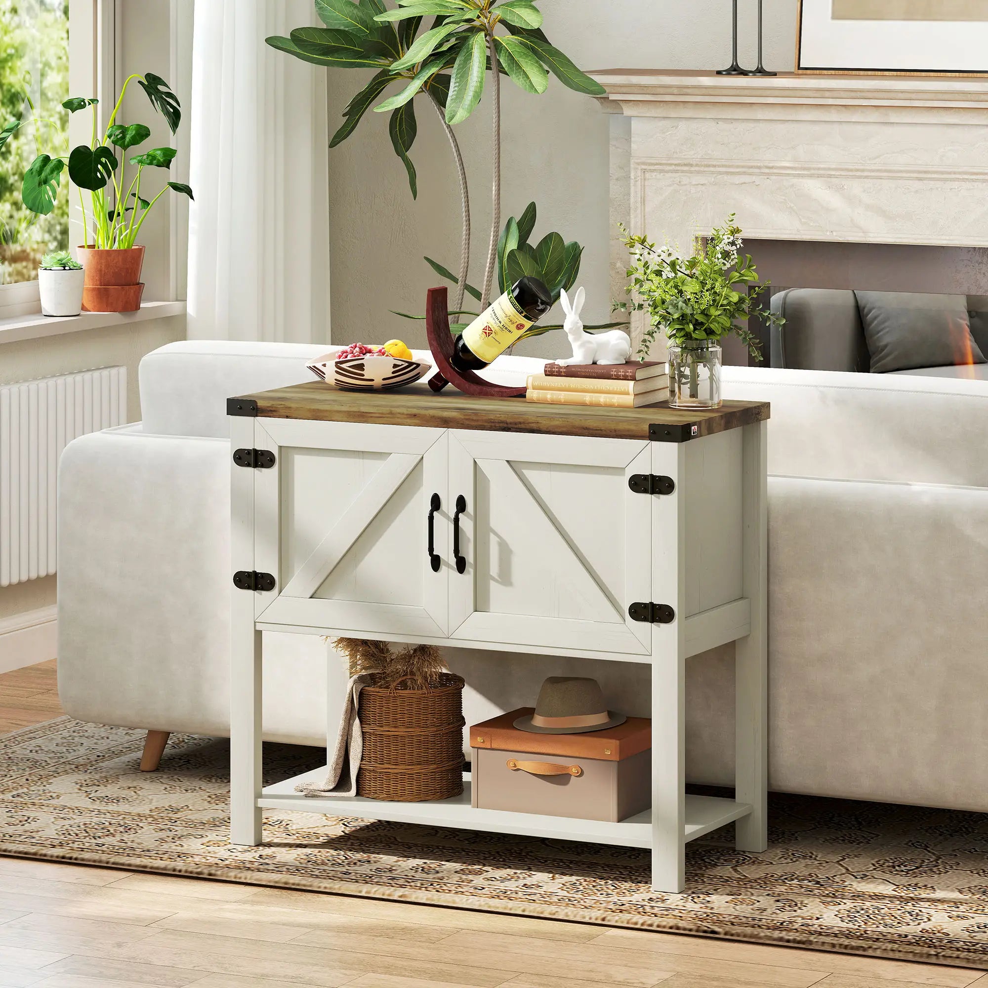Farmhouse Kitchen Storage Cabinet, Free Standing Sideboard, White Storage Cabinets at Gallery Canada
