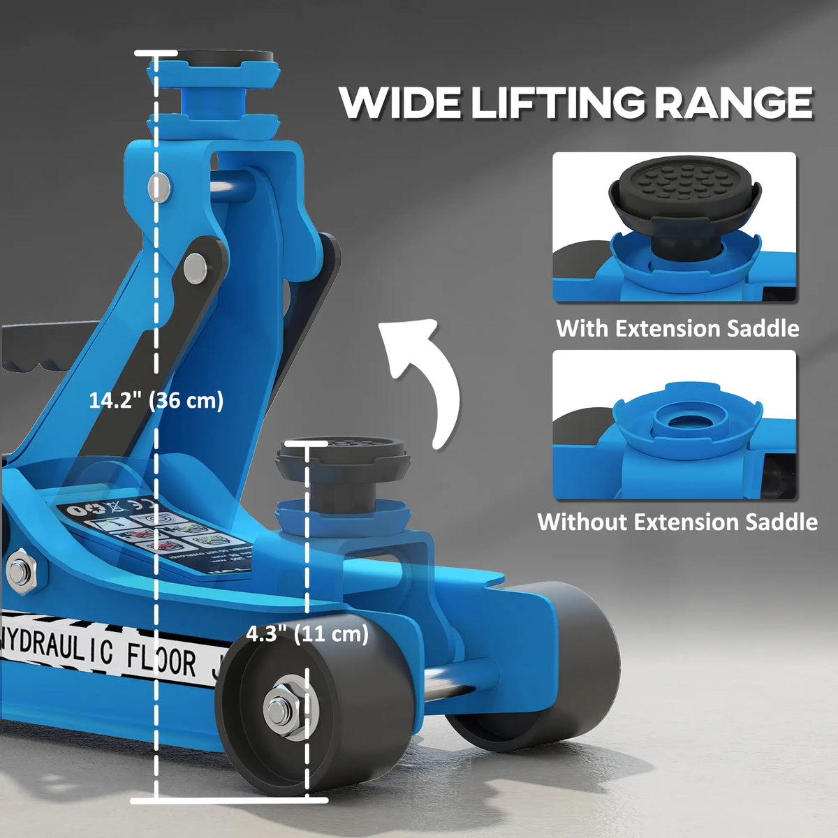 Hydraulic Racing Floor Jack, 3.1"-14.1" Lifting Range, 2.5 Ton Capacity, Blue Automotive at Gallery Canada