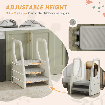 Adjustable Height Toddler Step Stool with Handle, Foot Pads, Grey Toddler & Kids Step Stools at Gallery Canada