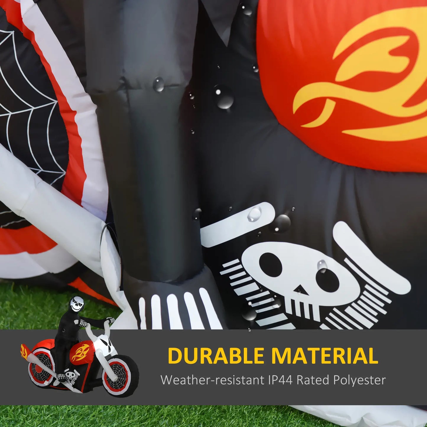 6' Halloween Grim Reaper Flaming Motorcycle LED Inflatable, Outdoor Decor Halloween Decorations at Gallery Canada