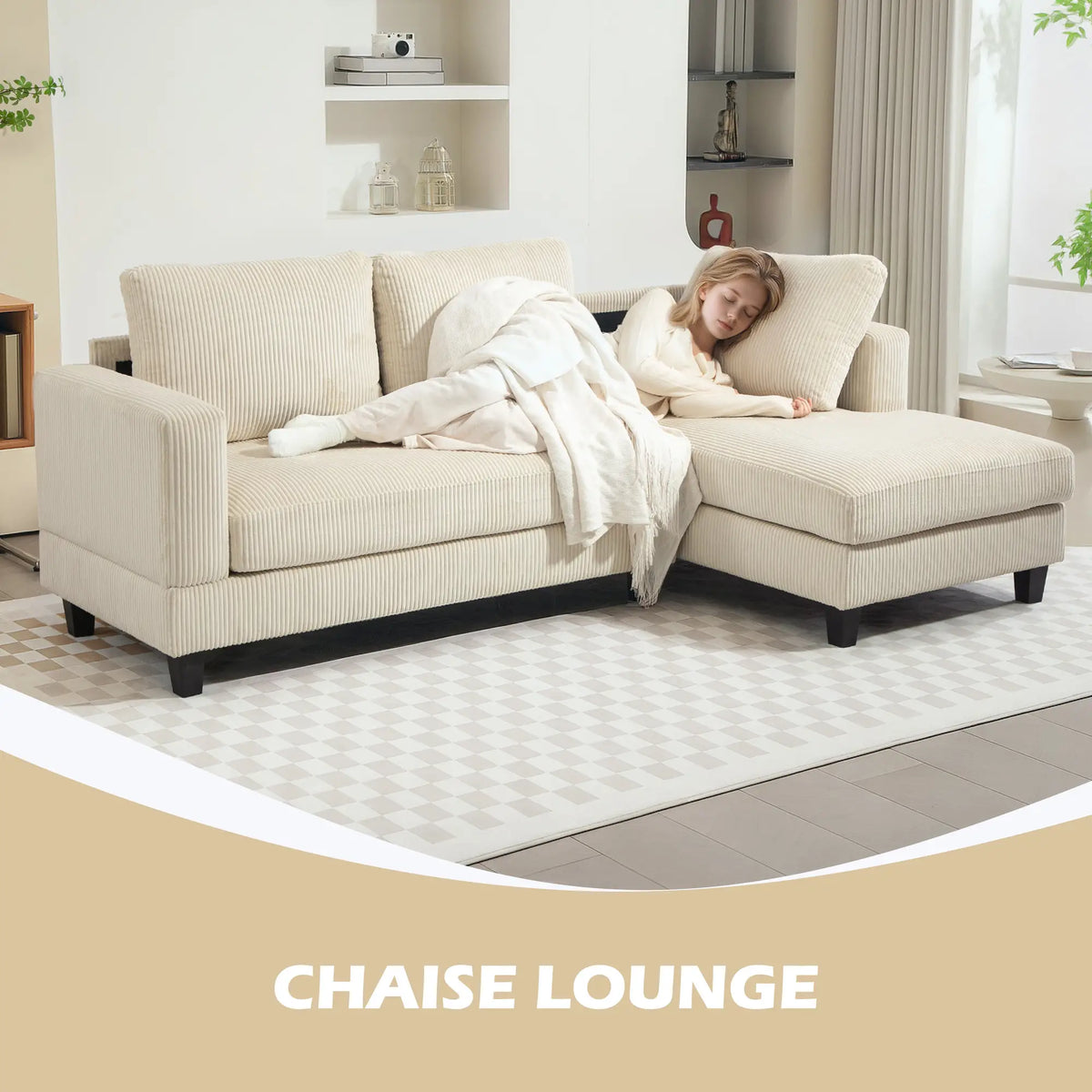 L Shaped Sofa with Chaise Lounge, Spring Cushion, Beige Sofas & Reclining Chairs at Gallery Canada