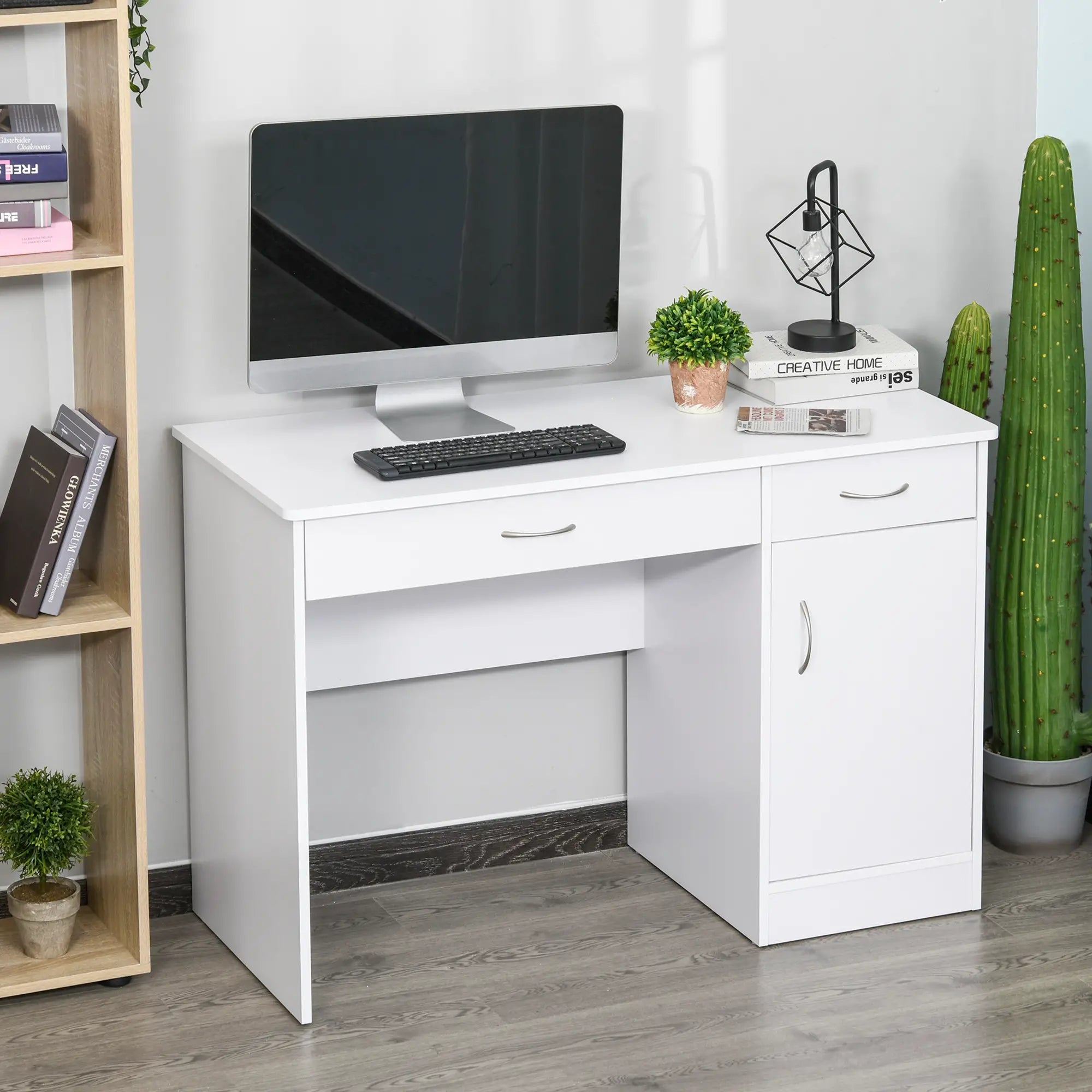 Computer Desk with Storage Drawers, White Writing Desks at Gallery Canada