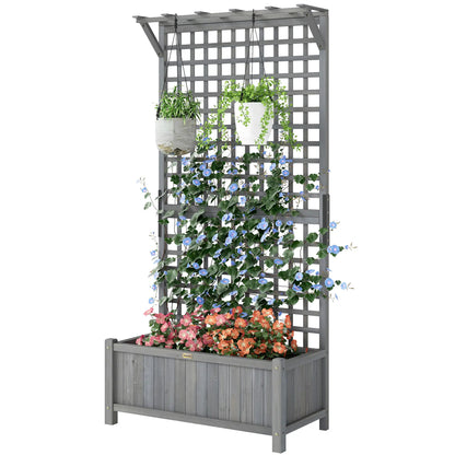 Wood Planter with Trellis, Raised Garden Bed, Privacy Screen, Dark Grey Wooden Planter Boxes at Gallery Canada