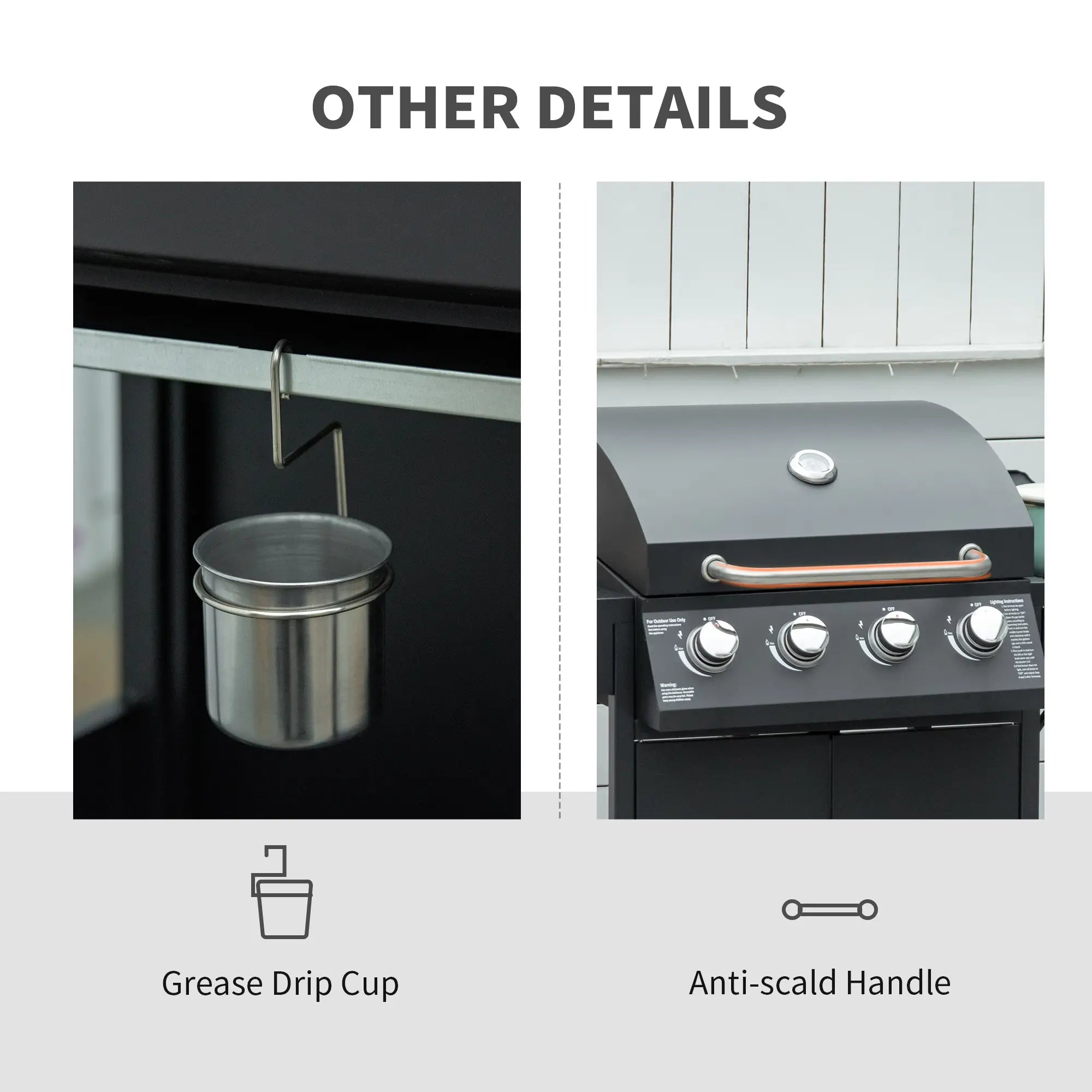 4+1 Burner LP Gas Grill Outdoor BBQ Trolley, Black Propane Gas Grills at Gallery Canada