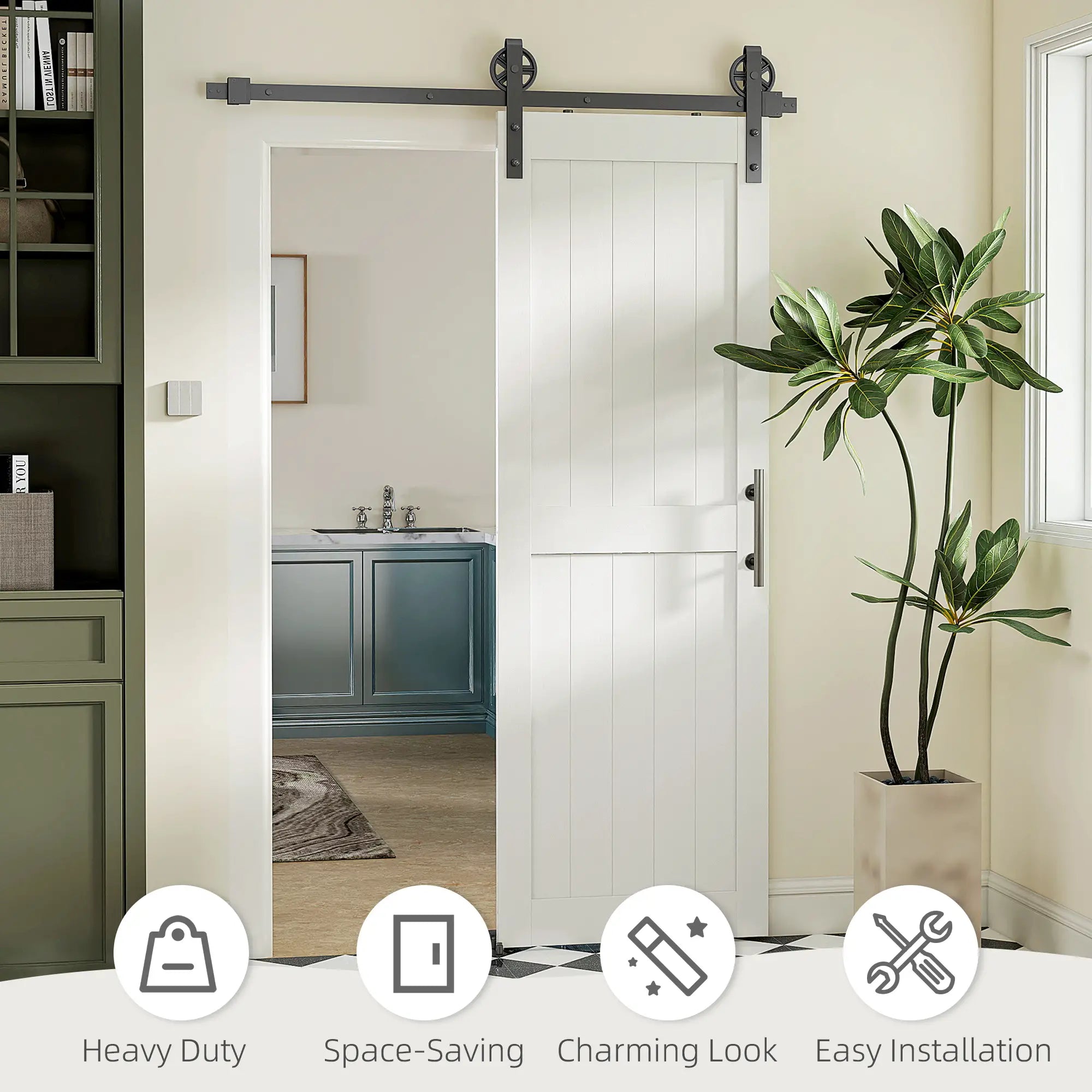 Barn Door with 5FT Sliding Hardware Kit, White Door Hardware at Gallery Canada