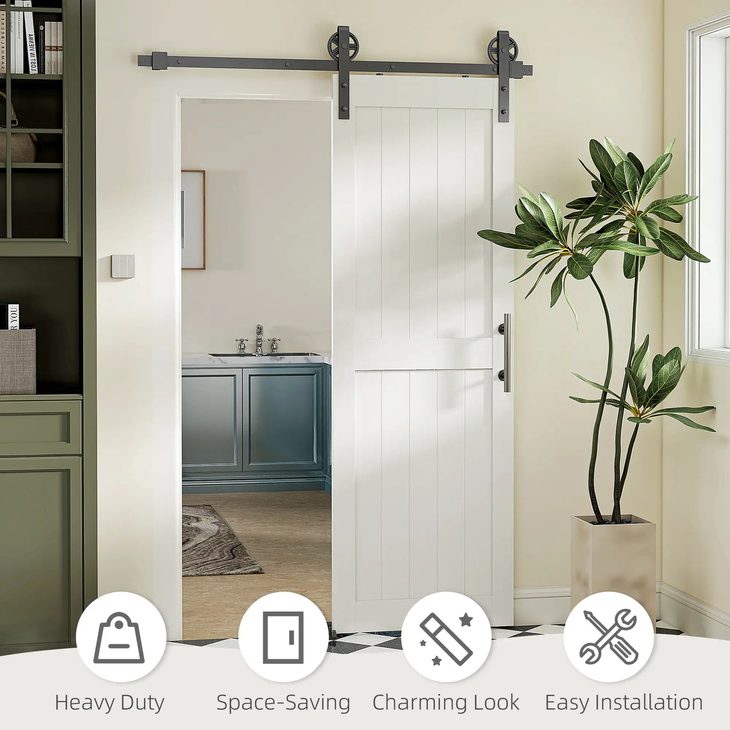 Barn Door with 5FT Sliding Hardware Kit, White Door Hardware at Gallery Canada