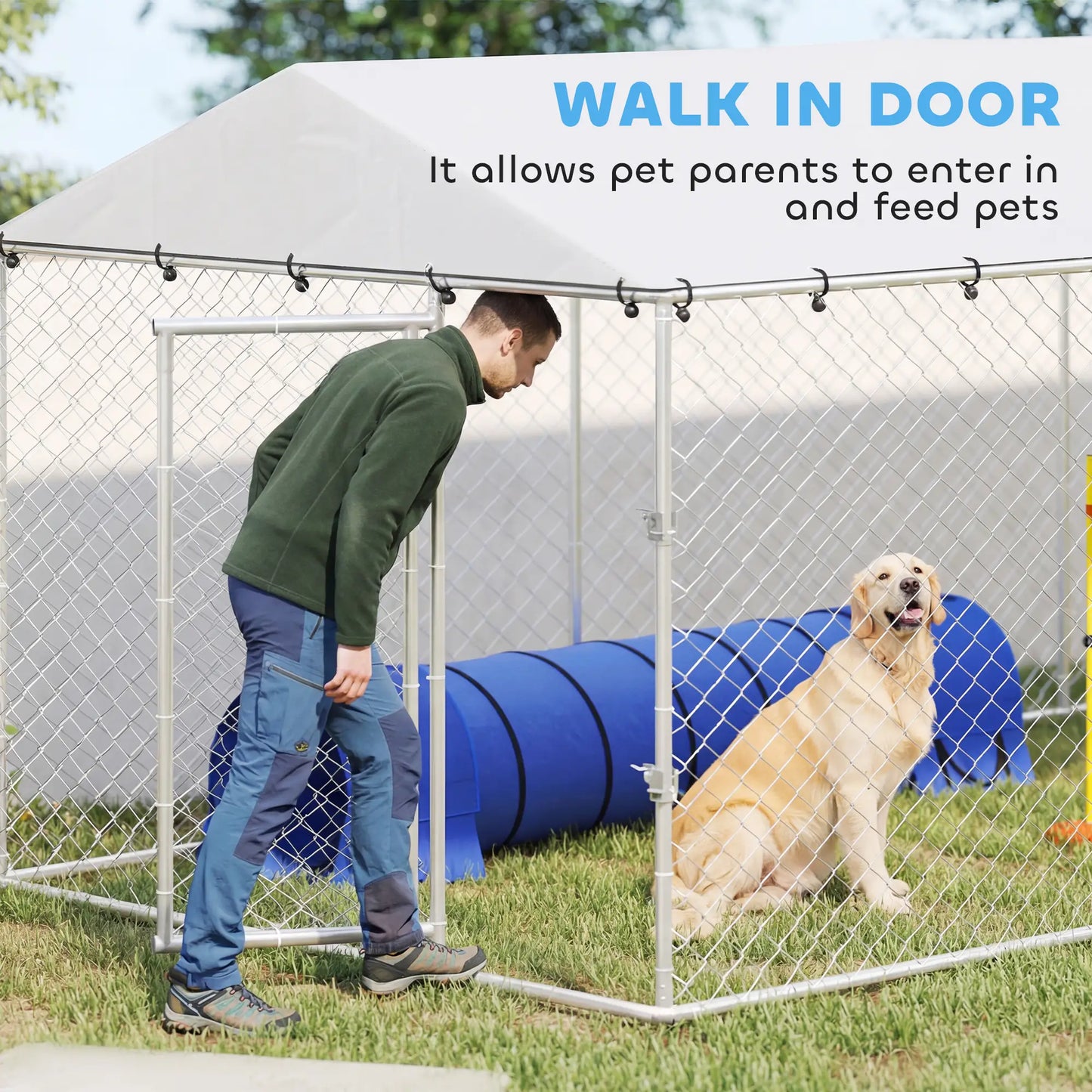 20' X 7.5' X 6.5' Dog Kennel Outdoor, Waterproof Cover, Silver Dog Kennels at Gallery Canada