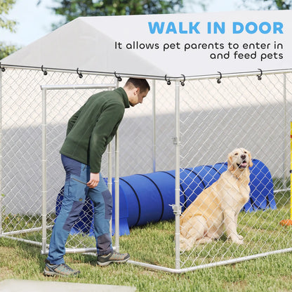 20' X 7.5' X 6.5' Dog Kennel Outdoor, Waterproof Cover, Silver Dog Kennels at Gallery Canada