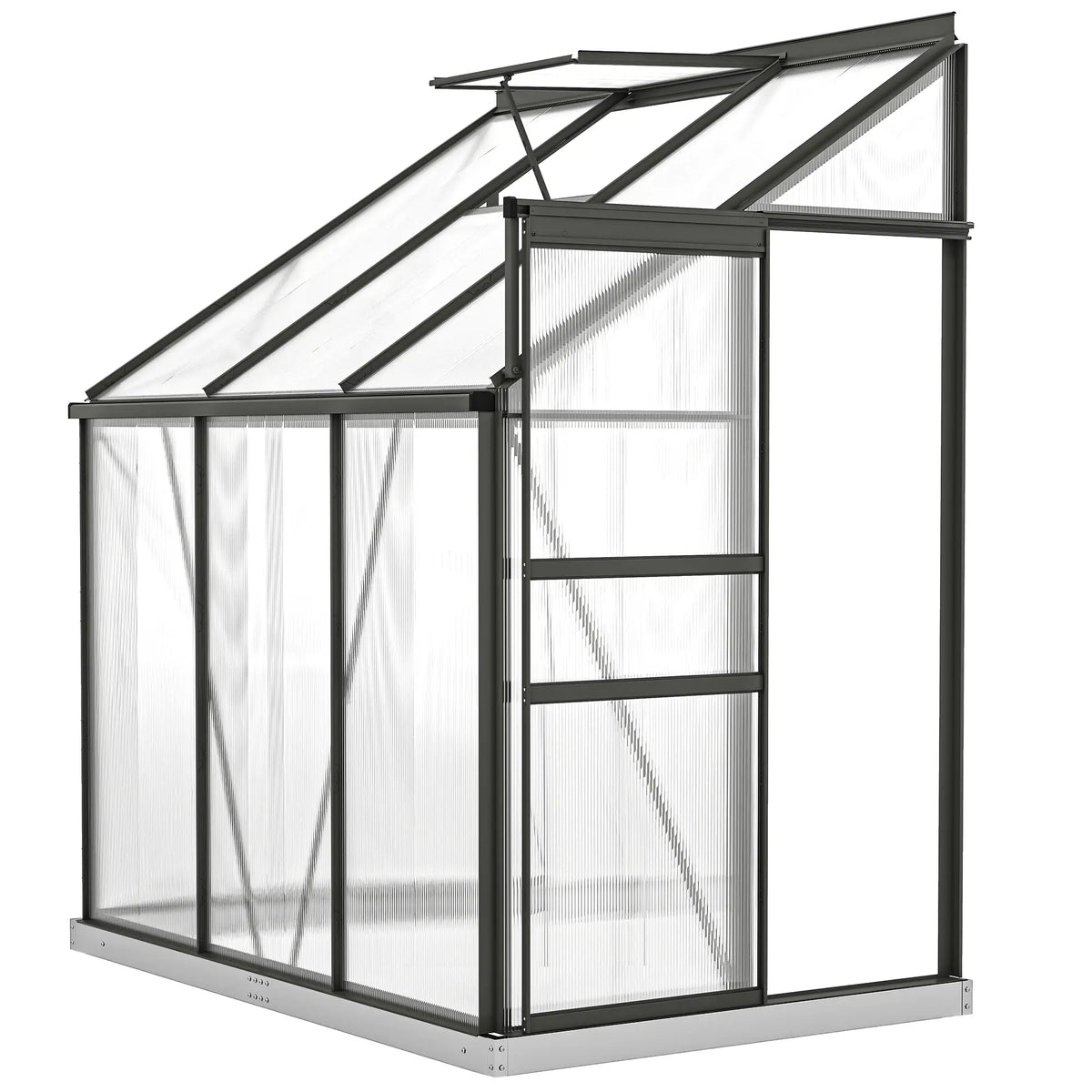 Aluminum Lean-To Greenhouse, Polycarbonate Walk-In, 6' x 4', Dark Grey Walk In Greenhouses at Gallery Canada