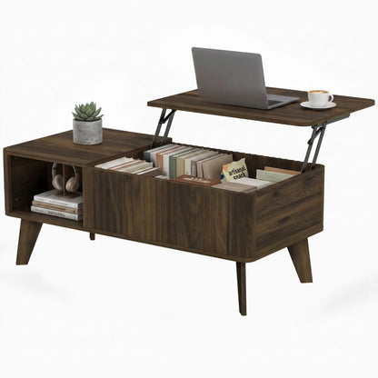 40" Fluted Lift Top Coffee Table, Walnut Storage Table Coffee Tables Walnut at Gallery Canada