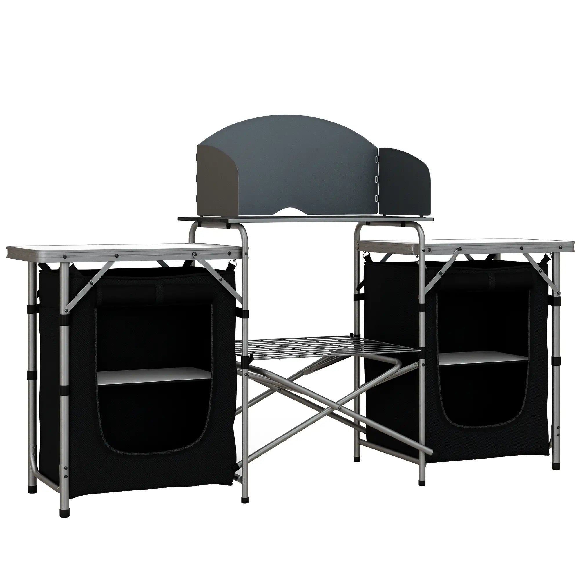 Aluminum Camping Table, Folding Kitchen with Windshield, Bag, Aluminum Picnic Tables & Camping Chairs at Gallery Canada