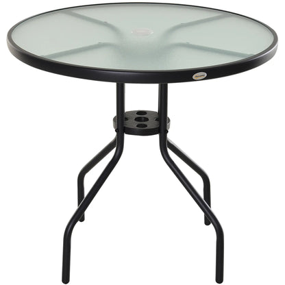 31.5" Round Outdoor Bistro Table, Tempered Glass Coffee Side Table Patio Side Tables at Gallery Canada