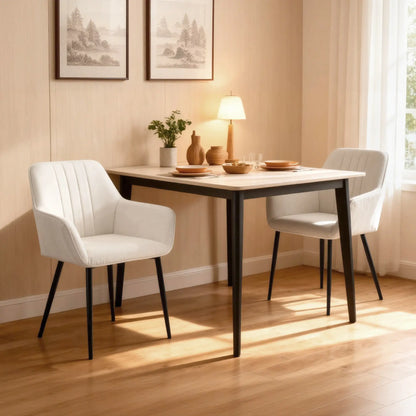 Dining Chairs Set of 2, Upholstered Linen Fabric, Beige Bar Stools at Gallery Canada