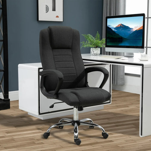 High Back Office Chair, Adjustable Height, Swivel Wheels, Tilt, Charcoal Grey