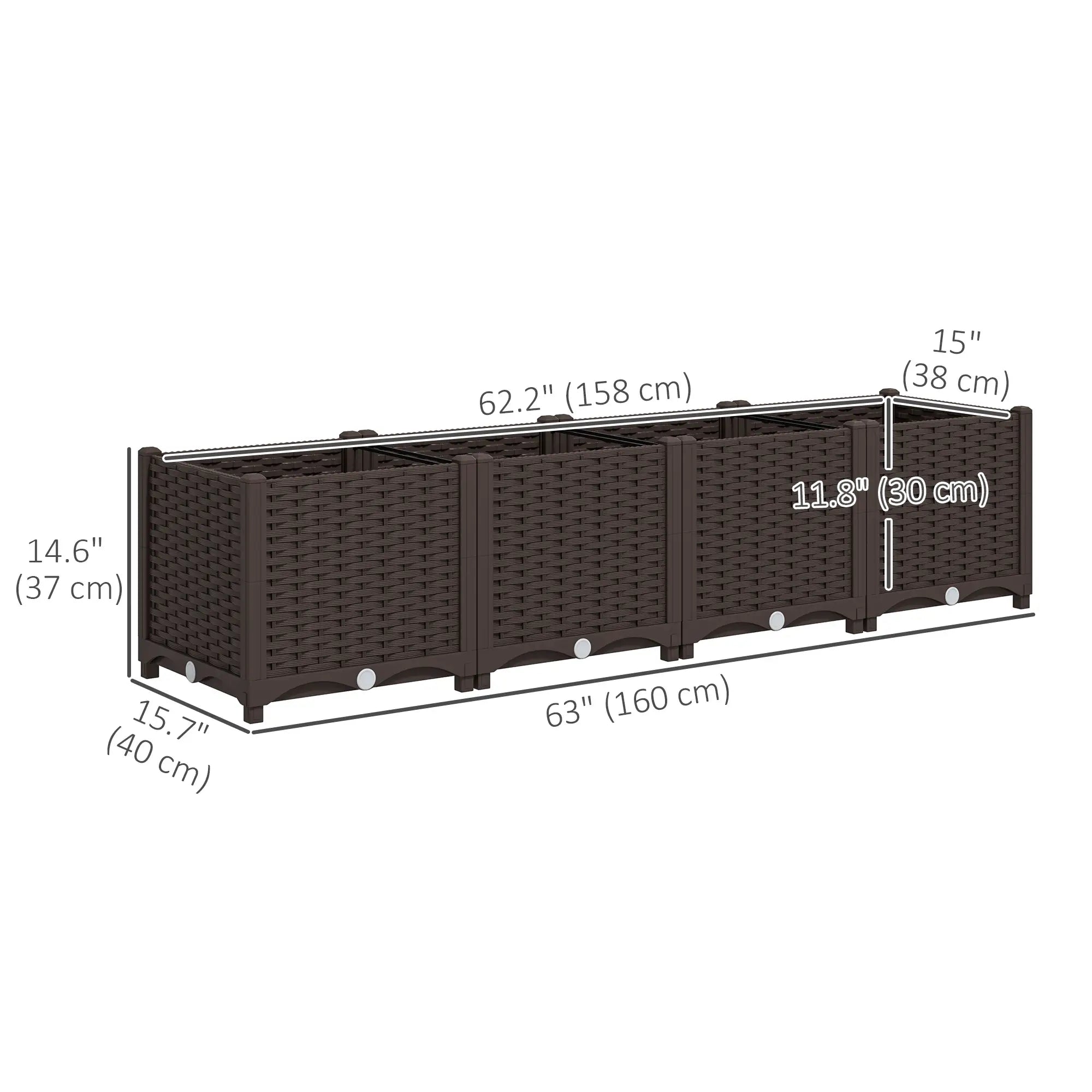 Plastic Raised Garden Bed, Outdoor Planter Box, 63