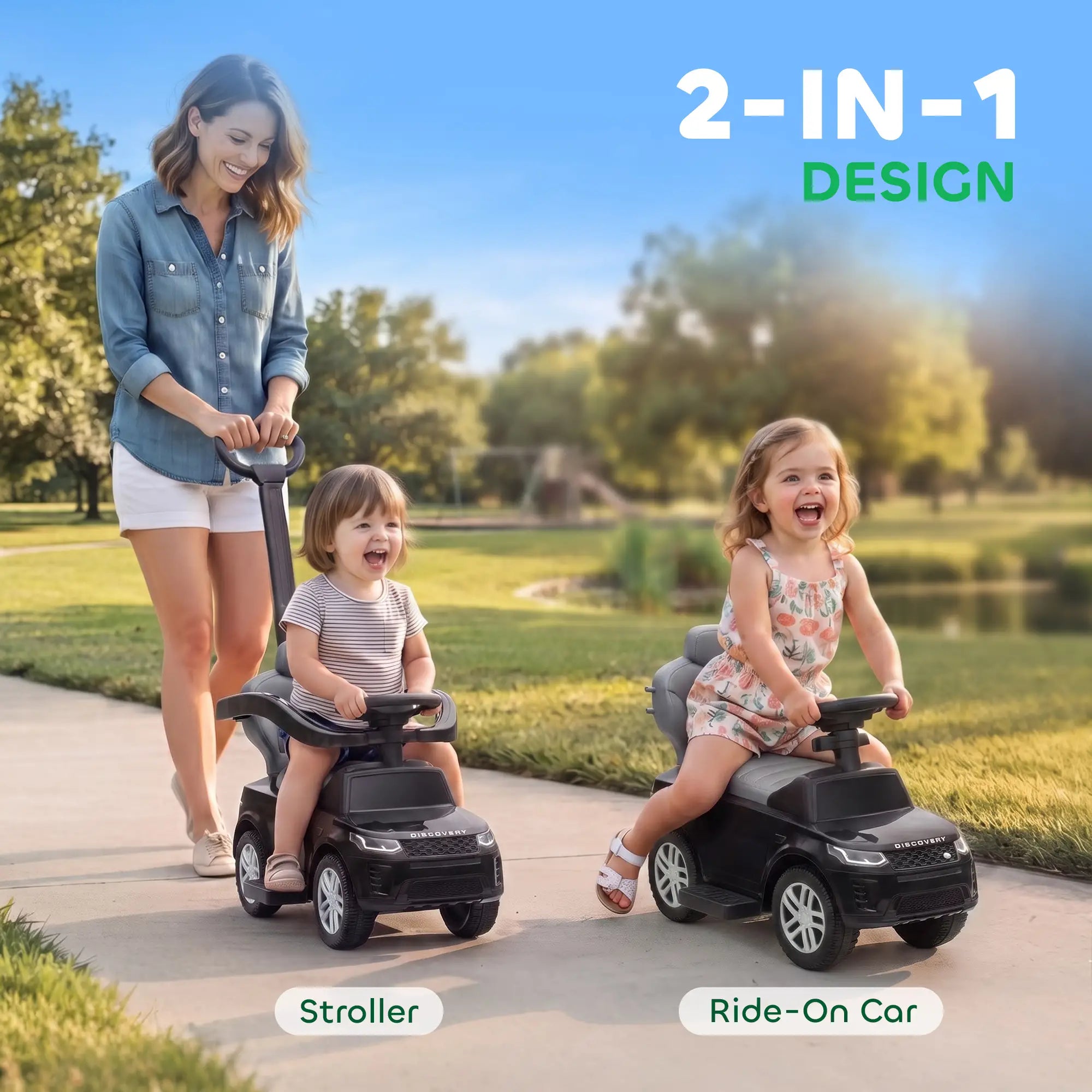 Land Rover Discovery 2-in-1 Ride On Push Car, Black Push Cars for Toddlers at Gallery Canada