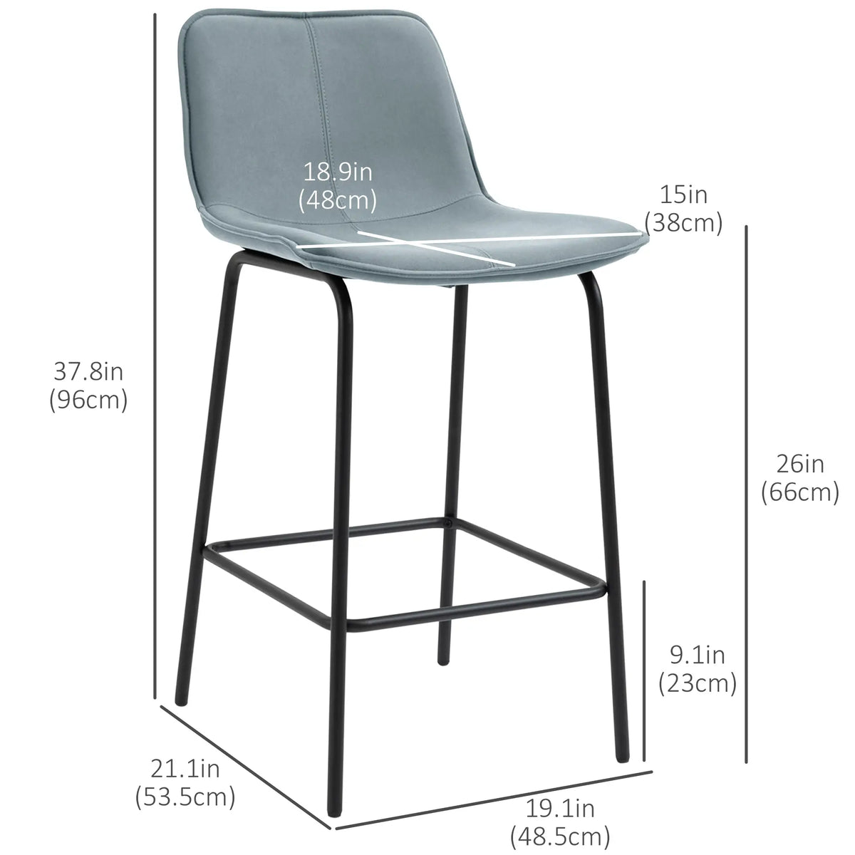 Upholstered Counter Height Bar Stools, Set of 2, Steel Legs Bar Stools at Gallery Canada