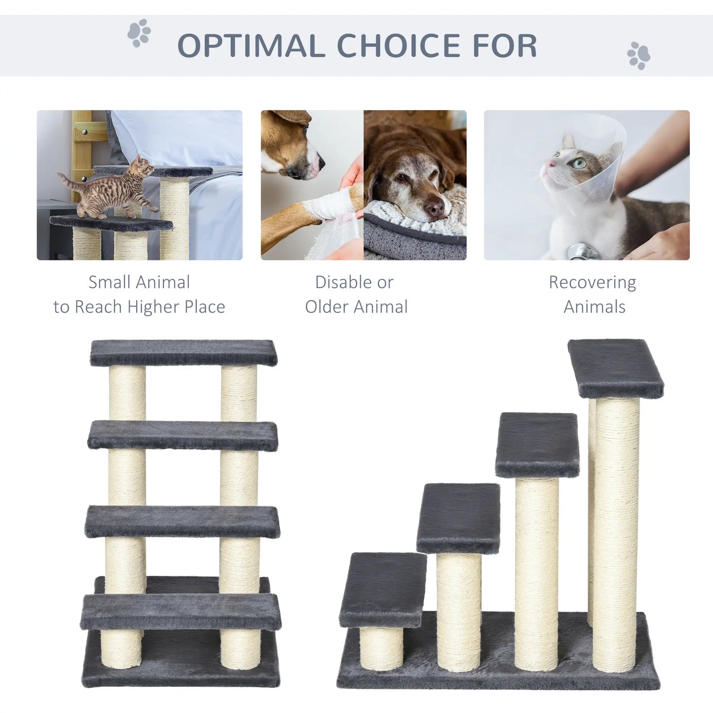 4 Tier Cat Tree, Pet Stairs, 4 Steps, Scratching Post, Dark Grey Cat Stairs at Gallery Canada
